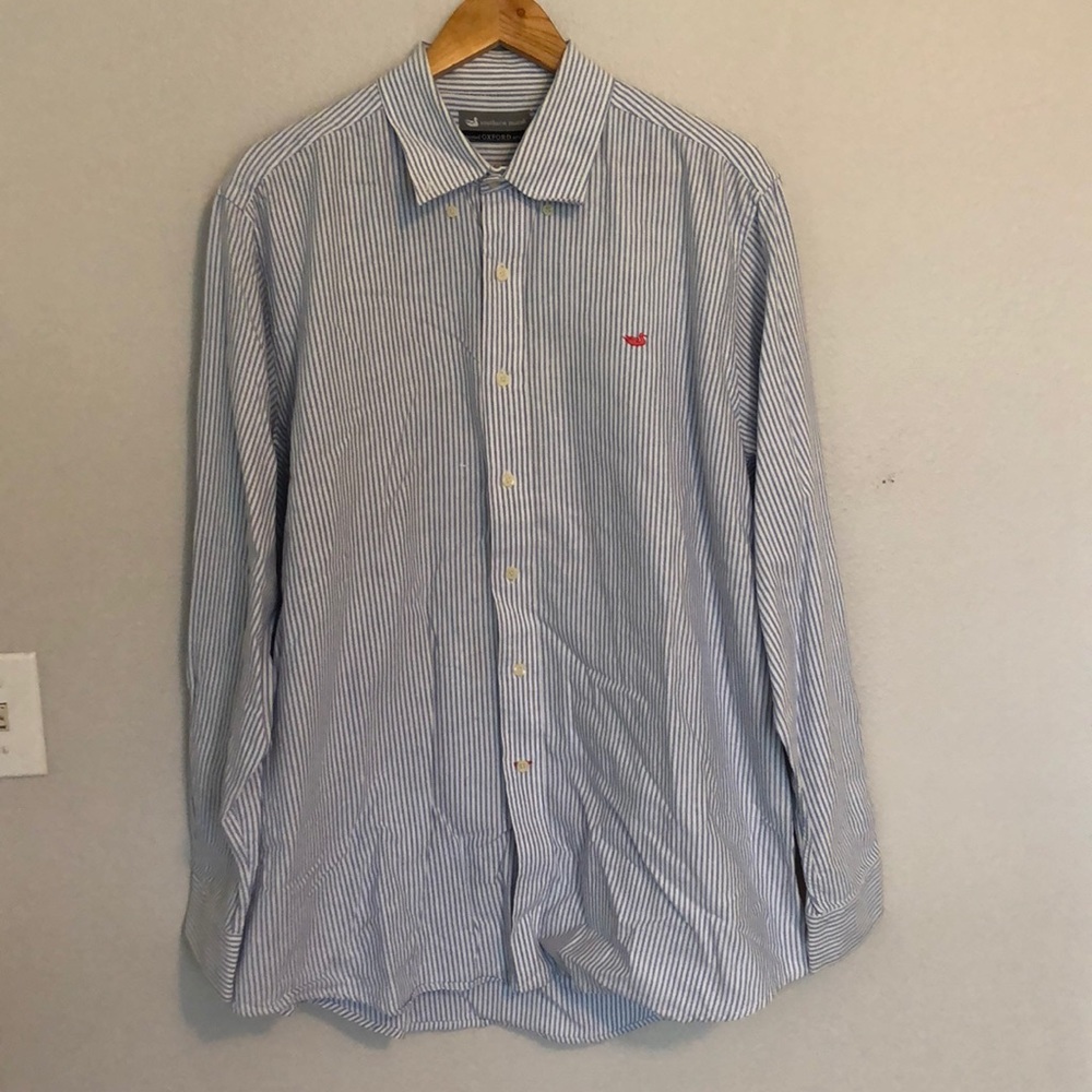 Blue & white stripe button down